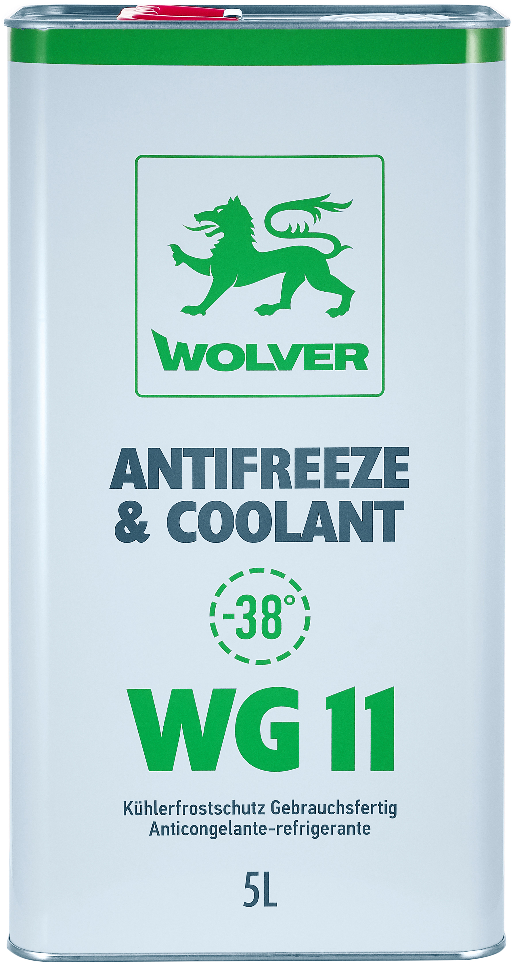 Охолоджувальна рідина WOLVER G11, готова, зелений, -38°С, 5 л (4260360944260)